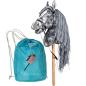 Preview: HKM Hobby Horse Set - Clara – Steckenpferd Grau mit Transportbeutel