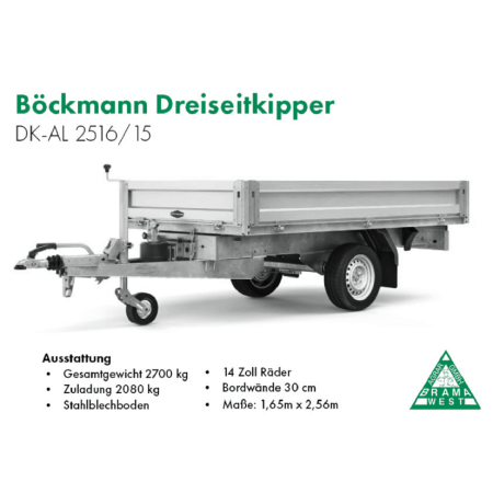 Böckmann DK-AL 2516/15, Dreiseitenkipper, 1500 kg