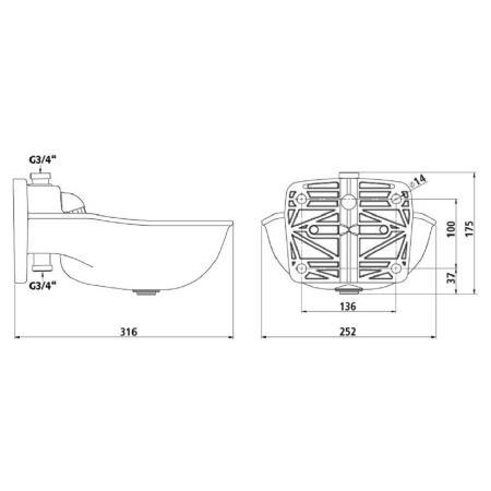 Tränkebecken K75 - 1/2" oder 3/4"