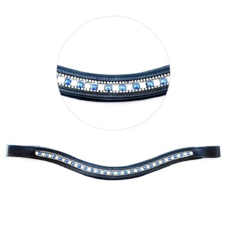 Stirnband „Sliver“ silber-blau Stirnriemen Pferd 
