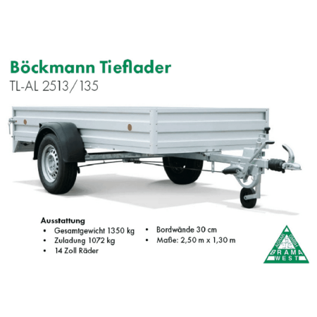 Böckmann TL-AL 2513/135, Tieflader, 1350 kg