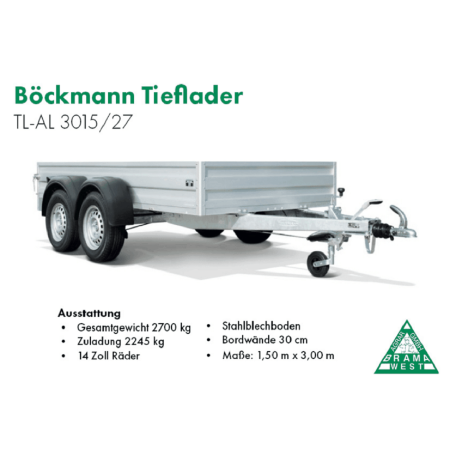 Böckmann TL AL 3015/27, Tieflader, 2700 kg