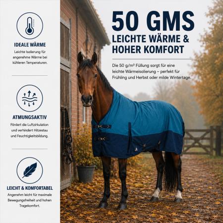 Winterdecke Oscar Turnout 1680D 50GSM - Petrol/Navy