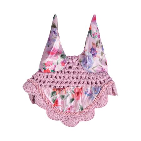 Fliegenhaube Pink mit Blümchen 