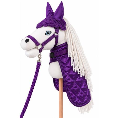 HKM Hobby Horse Set - Lila - Fliegenhaube, gesteppte Decke & Halfter mit Führstrick