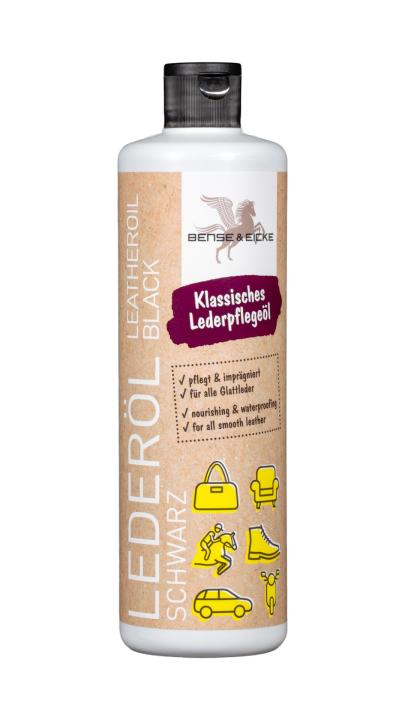 B & E Lederöl schwarz, 500 ml, Font