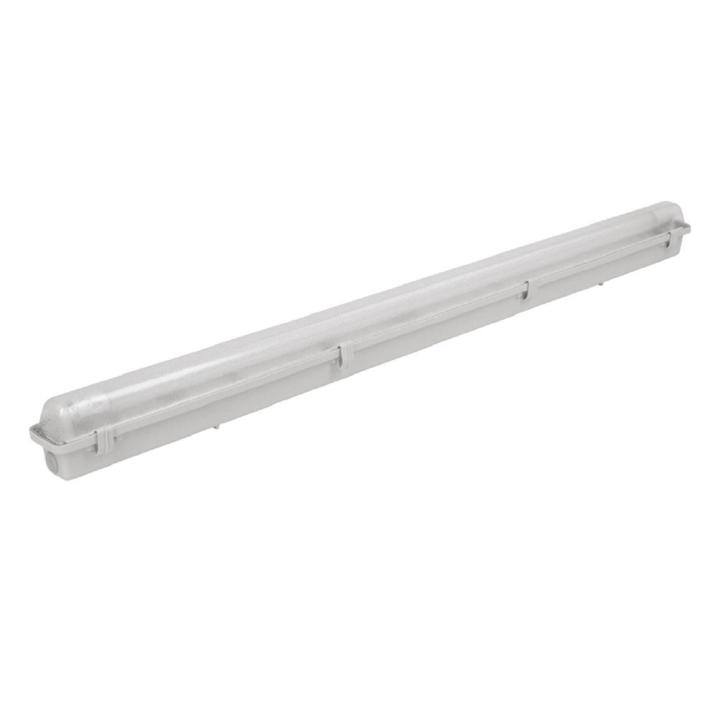 Feuchtraum-Wannenleuchte für LED-Röhre, weiß, aus Polyester, Abdeckung aus Acrylglas