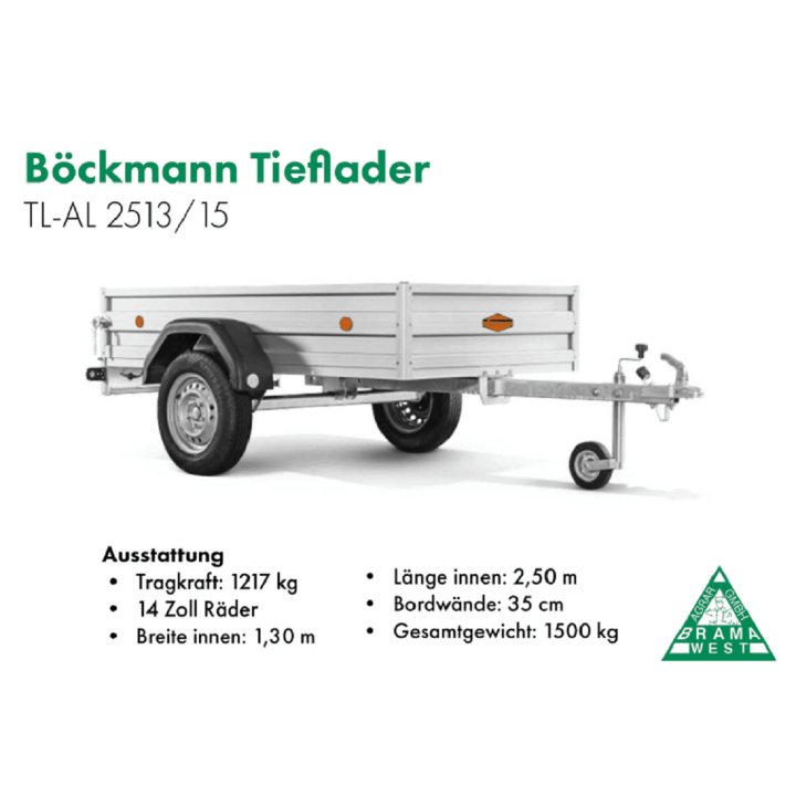 Böckmann TL-AL 2513/15, Tieflader, 2000 kg