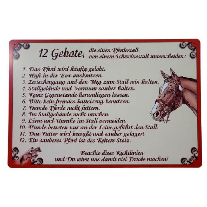 Stallschild "12 Gebote"