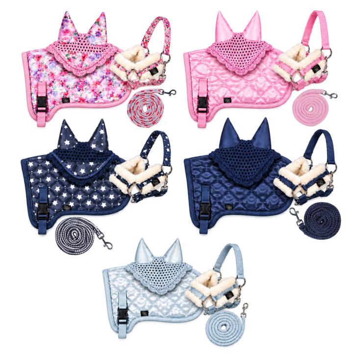 Hobby Horse Set - Halfter, Strick, Decke & Fliegenhaube im passenden Design + Gratis Stirnriemen