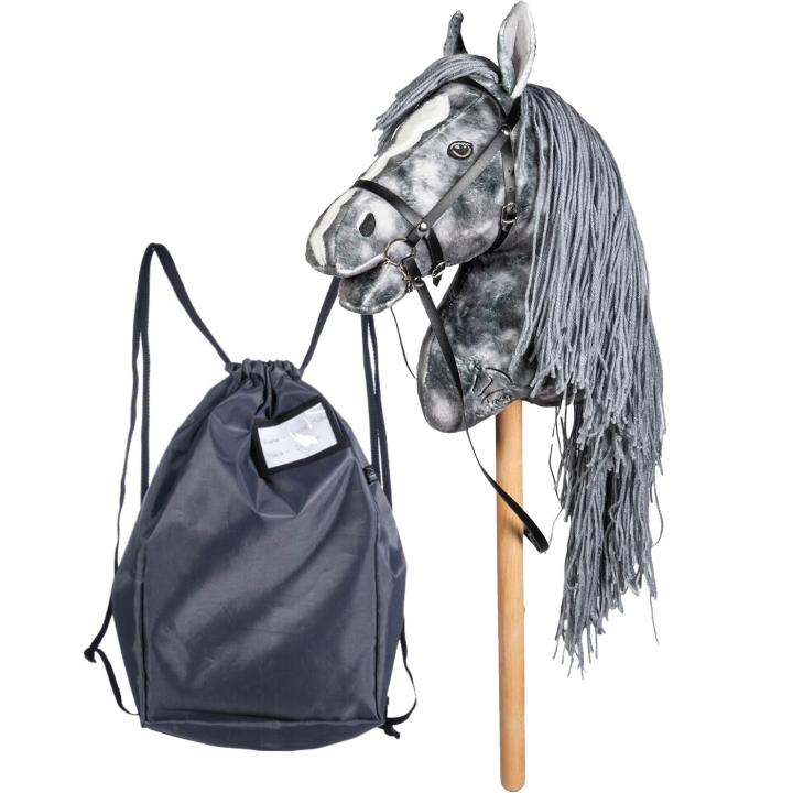 HKM Hobby Horse Set - Clara – Steckenpferd Grau mit Transportbeutel
