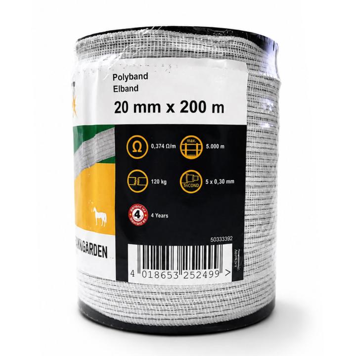 Elektrozaunband 20 mm x 200 m Weiß – Weidezaunband mit TriCOND Leitern