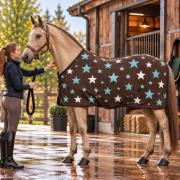Fleece Abschwitzdecke mit Sternen - Braun